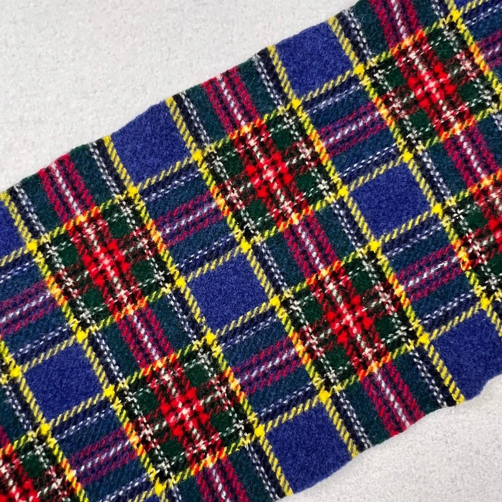 Kynoch Scarf Unisex Blue Plaid Wool Tartan Keith Scotland Vintage Scottie Dog